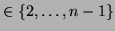 $\in \{2, \ldots, n-1\}$